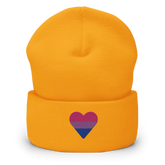 Bisexual Flag Embroidered Heart Beanie: Celebratory LGBTQ+ Pride Design